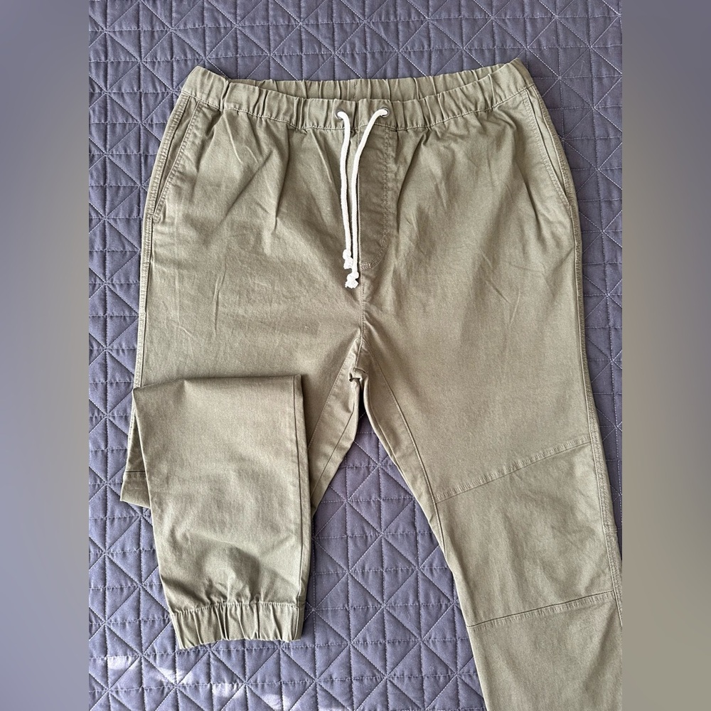 H&M Olive Green Joggers with Elastic Waistband and Cuffs